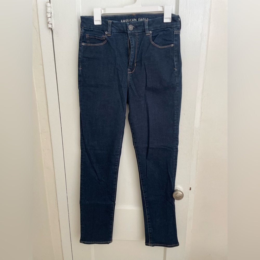 American Eagle Outfitters Curvy Hi-Rise Dark Blue Skinny Jeans
